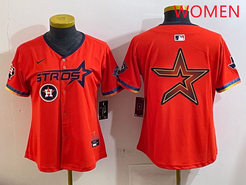 Women Houston Astros Blank Orange Fourth generation Joint Name 2025 Nike MLB Jersey style 9